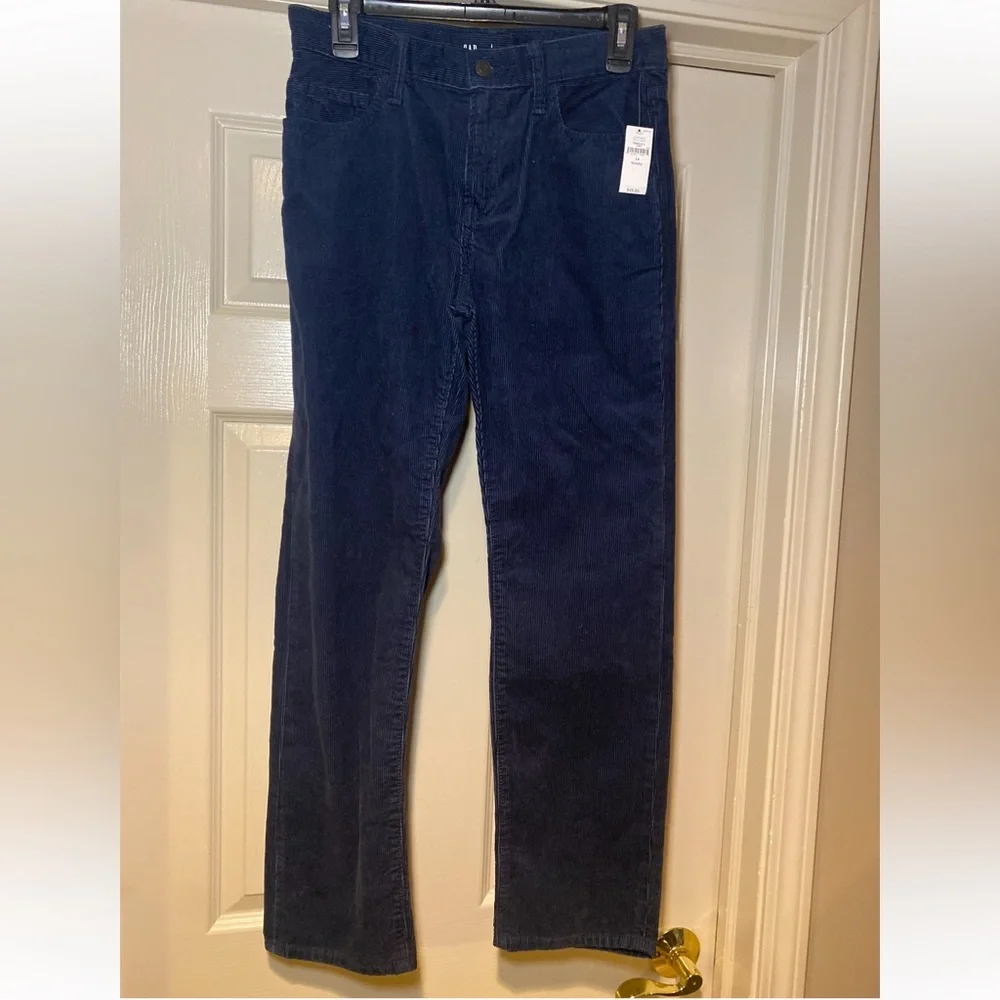 NWT GAP Boys‎ Navy Blue Five Pocket Corduroy Pants Straight Leg 100% Cotton Warm